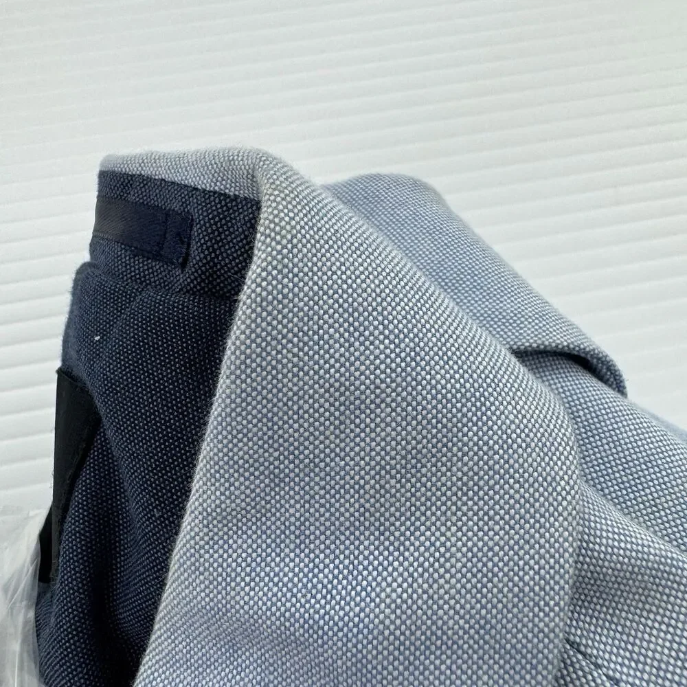 H&M 34R Light Blue Cotton Blazer Sport Coat Elbow Patches Slim Fit Jacket